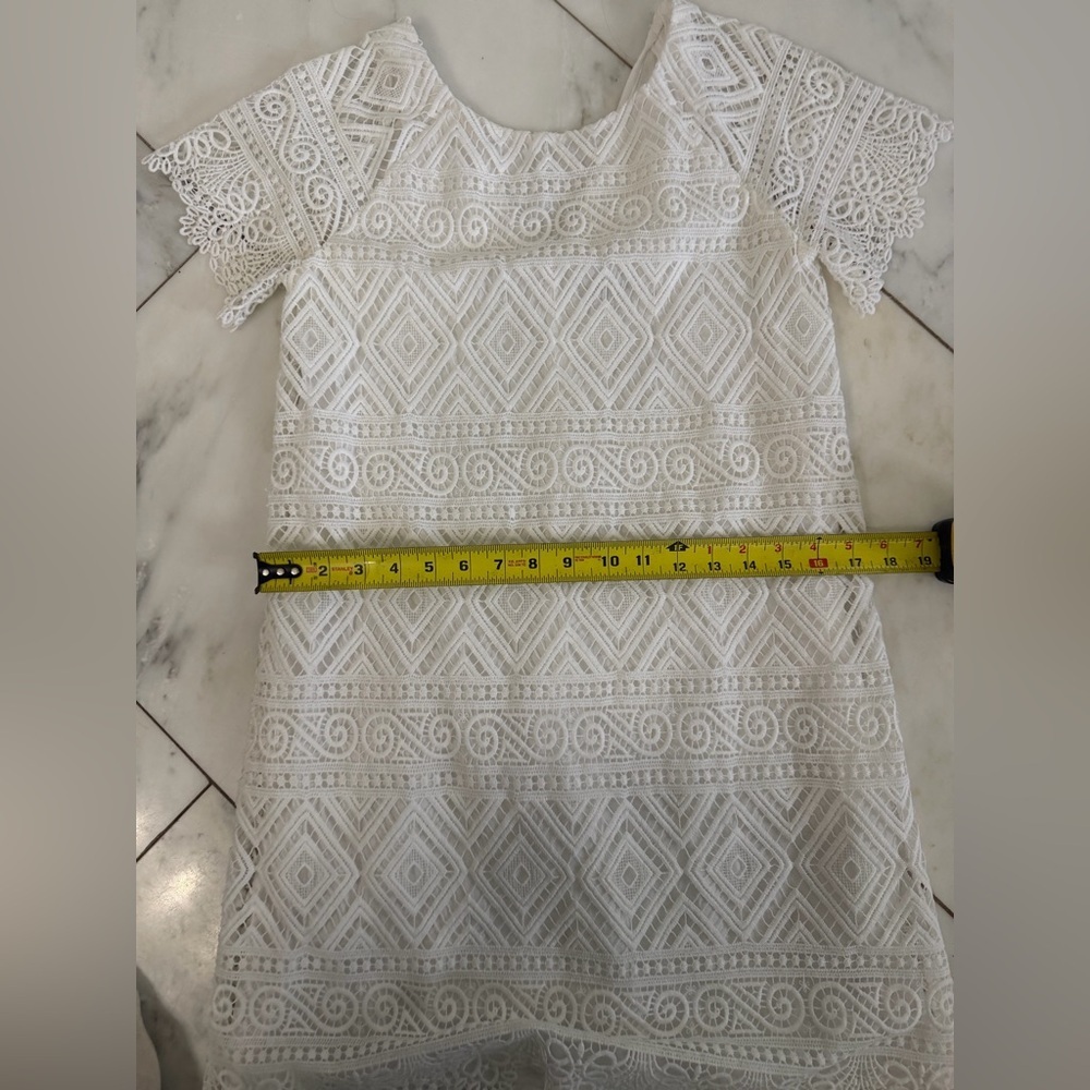 Madewell Women’s 0 or XS White Lace over lining short sleeve crewneck mini dress - Picture 6 of 9